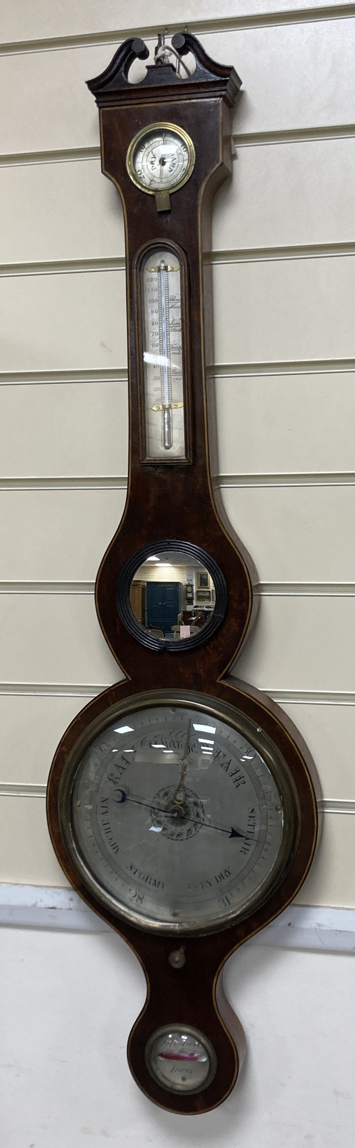 A George III wheel barometer, height 97cm